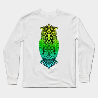 the magical owl in mandala in line art wallpaper art Long Sleeve T-Shirt